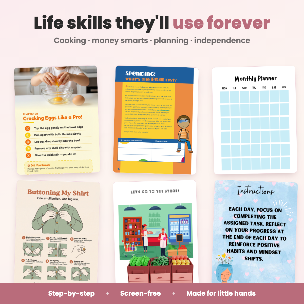 Life skills activities - cooking, money, planning